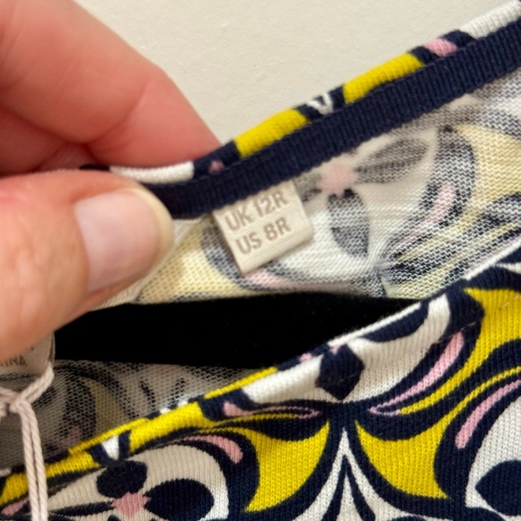 BODEN Yellow Florrie Jersey Dress IN Dawn Bird Tile Size 8 NWT - Picture 3 of 5